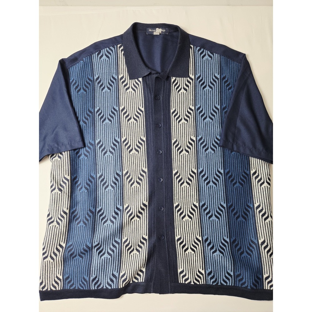 Michael Irvin 88 Men's 4XL Knit Button Up Short Sleeve Shirt Blue Retro